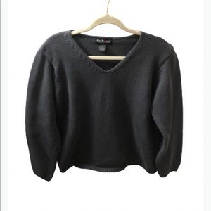 Style & Co gray vneck sweater Size L